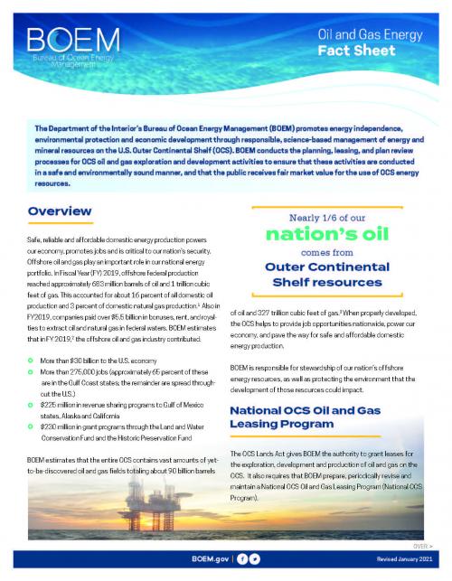 Fact Sheets | Bureau Of Ocean Energy Management